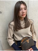 斜めバング/グレージュカラー/デザインカラー/シルキーベージュ