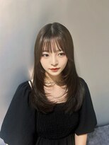 韓国風スタイル/くびれヘア/ワンホンレイヤー/ロング
