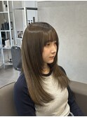 顔周りレイヤー/オリーブグレージュ/グレージュカラー