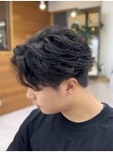 フェザーパーマ/センターパート/ツーブロック/メンズ/仙台