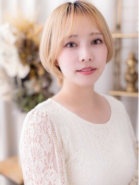 カバーヘア イヴ 戸頭店(COVER HAIR EVE) シースルーバング金髪ひし形レイヤーショートa戸頭10代20代30代