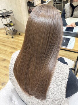 フィゼル あべのルシアス店(Aujua fizelle) 髪質改善カラー×ミルクティーグレージュ