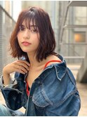 大人かわいい前髪セシルカットココアブラウンフリンジウェーブ