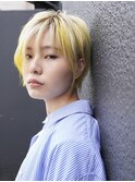ハニーイエロー×ホワイトブロンドのハンサムショート