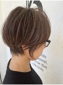 ボブルフ/小顔/ワンレン/ネビージュ/黒髪/白髪ぼかし[稲毛駅]