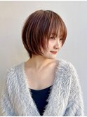 大人ショートボブフェイスレイヤー前髪あり丸顔絶壁K20250130