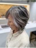 地毛をベースにローライトのみでデザイン 白髪ぼかし
