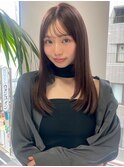 大人美人艶カラーベージュ小顔カット透明感レイヤーロング