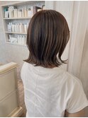 福山美容室caary 切りっぱなしボブローライト立体感外ハネ40代