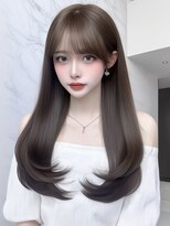 ユーフォリア エヌ 池袋サンシャイン通り店(Euphoria +n)&nbsp;韓国風パーマ薄め前髪韓国レイヤーバタフライカットグレージュ☆