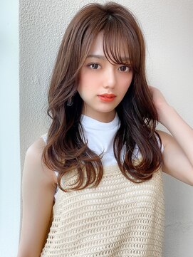 アフロート ディル(AFLOAT D'L) アフロート矢田菜津紀 大人セミロングピンクブラウンカラー髪型