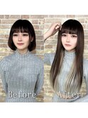 アッシュブラック×ホワイトアッシュ#シールエクステ#韓国#大須