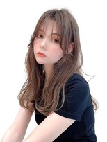 ロングレイヤーグレージュカラー透明感ベージュ20代30代40代