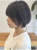 小顔カットショートボブ大人可愛いアッシュオリーブ