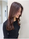 顔まわりレイヤーカット×ピンクラベンダーカラー