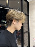 メンズセンターパートウルフセンターパートニュアンスパーマ襟足