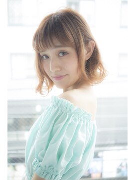 サロンドミルク 原宿(salon de MiLK) 【salon de MiLK 原宿】耳がけゆるふわピーチミルクティ×ボブ