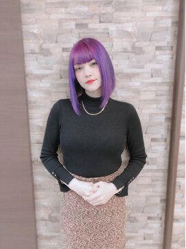 キャラ 池袋本店(CHARA) モード前下がりボブ×バイオレット【キャラ池袋/玉城光】