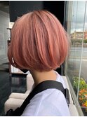 丸みが可愛いピンクボブ