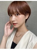 透明感暖色×束感ショート×シースルーバング×フレンチガーリー