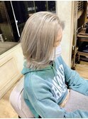 グレージュ/ミルクティーベージュ/切りっぱなしボブ/艶髪