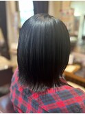 ぱつっとボブ外ハネ＊アッシュブラック寒色系カラー＊20代30代