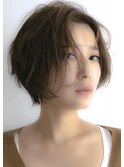 大人かわいいショートボブ【イルミナカラー】カーキグレージュ