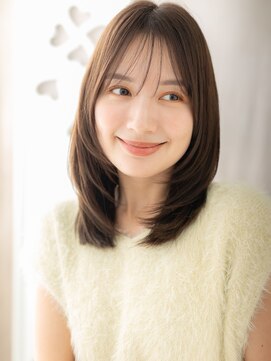 カバーヘア イヴ 戸頭店(COVER HAIR EVE) マロンベージュ前下がり顔周りレイヤースタイルY戸頭30代40代