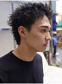 刈り上げアップバングスパイキーショートパーマスパイラルパーマ