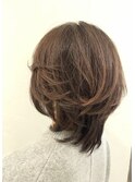 髪質改善　ミディアムウルフ　ハイライト