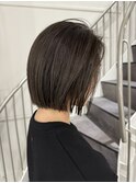 艶髪ブラウンパッツンボブ#透明感カラー/髪質改善