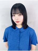 前髪カット顔周りレイヤーミディアム_F0327