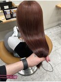 春カラー　ピンクブラウン　ブリーチなしダブルカラー　三宮