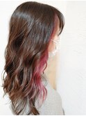 フェイスフレーミングカラーインナーカラーロングくびれヘア