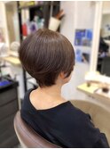 大人ショートボブ丸みショートカットマッシュショート前髪あり