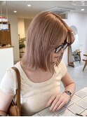 ピンクベージュ/ピンク/ベージュ/ブリーチ/ハイトーン/ボブヘア