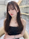 韓国ヘアーハッシュカットレイヤーカットグレージュブリーチ無し
