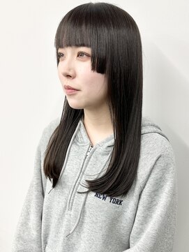 モリオ(morio) ＊姫カットぱっつん前髪顔周りレイヤー重め黒髪ロング30代40代2