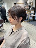 大人ショートボブ丸みショートカットマッシュショート前髪あり