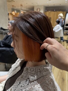 フィゼル あべのルシアス店(Aujua fizelle) インナーカラーオレンジ×ボブスタイルfizelle三宅佳代子
