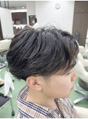 フェザーパーマツーブロック刈り上げ