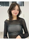 透明感グレージュ/ミディアムレイヤー