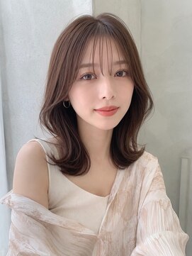 ノア 三宮店(NOA) 【NOA】韓国風くびれミディミディアムレイヤーシースルーバング