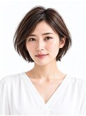 白髪ぼかし×艶ブラウンのショートボブ