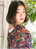 センターパート　小顔ボブ 黒髪