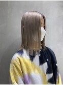 【YOKE】ホワイトブロンドロングボブ切りっぱなしボブ