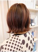 福山イルミナカラー人気Caary外ハネピンクカラー/コーラルピンク