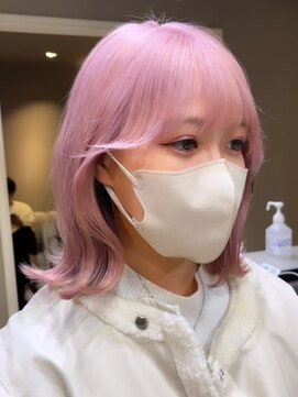 ベレーザ 渋谷(BELEZA) 2260外国人風カラーベイビーピンクフリンジバングルーズヘアボブ