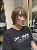 ショートウルフレイヤーボブ透明感ベージュ大宮美容室
