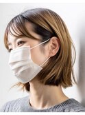 前髪ありミニボブハイトーンくすみベージュ